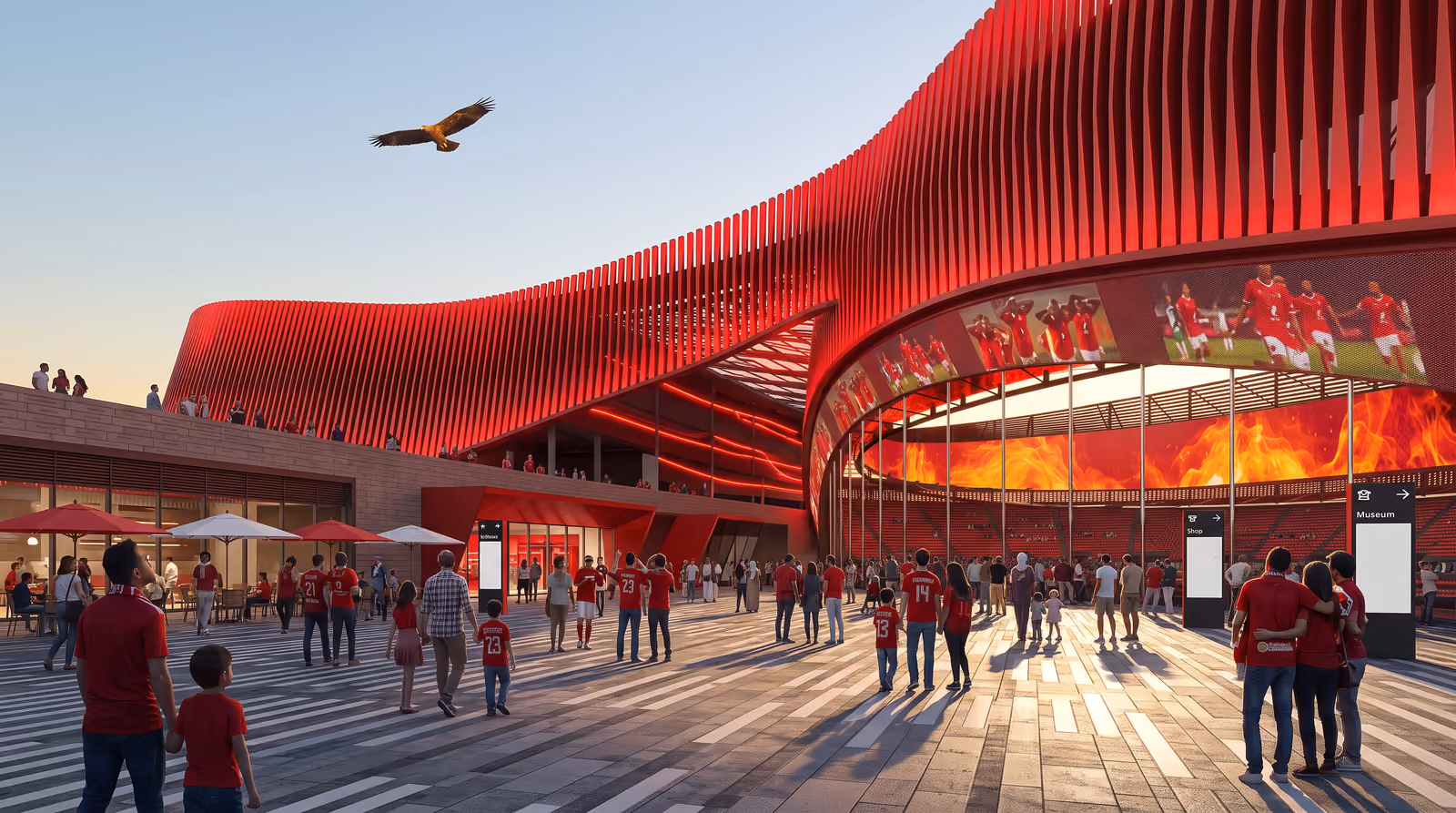 The concourse and retail spaces inside the stadium